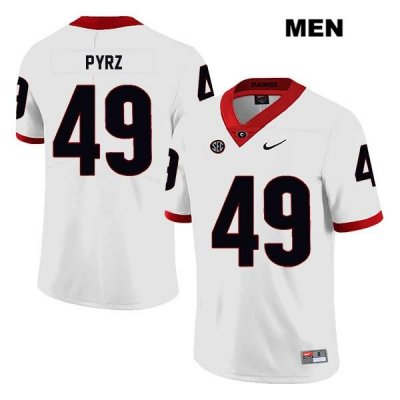 Men's Georgia Bulldogs NCAA #49 Koby Pyrz Nike Stitched White Legend Authentic College Football Jersey TPB3654MO